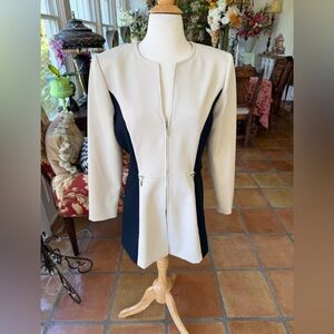 Ann Tobias vintage blazer two-tone Zip-Front Jacket - Cream and navy 4